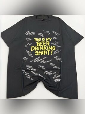 Vintage 90s Beer Drinking T-Shirt Size XL Single Stitch Best Fruit of the Loom
